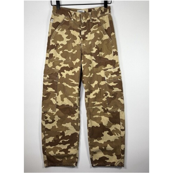 Citizens of Humanity Marcelle Barrel Leg Cargo Pants Womens 24 Camo Print Brown - Picture 1 of 16